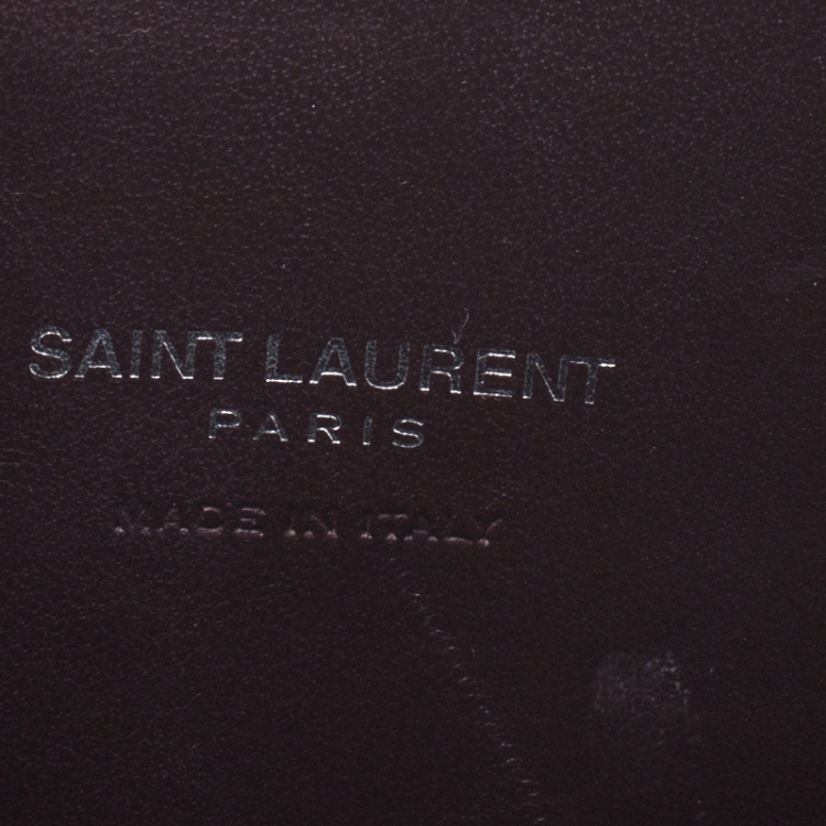 Pre Owned Saint Laurent Burgundy Croc Embossed Leather Nano Classic Sac De Jour Tote