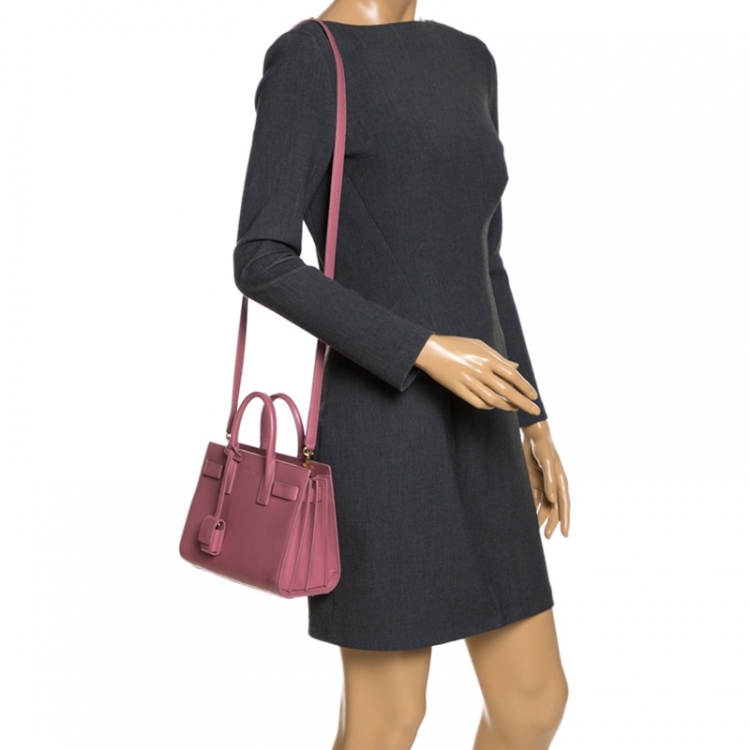 Pre Owned Saint Laurent Pink Leather Nano Classic Sac De Jour Tote