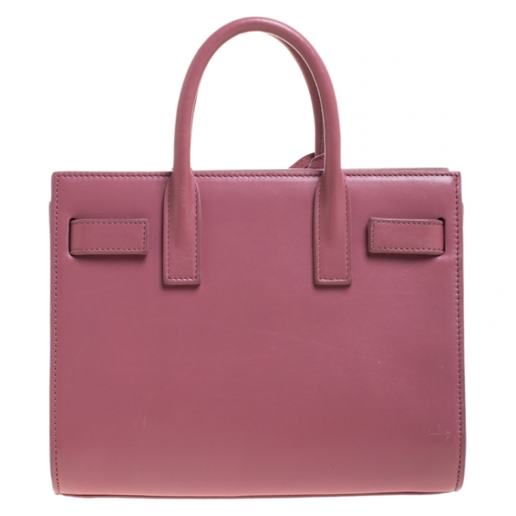 Pre Owned Saint Laurent Pink Leather Nano Classic Sac De Jour Tote