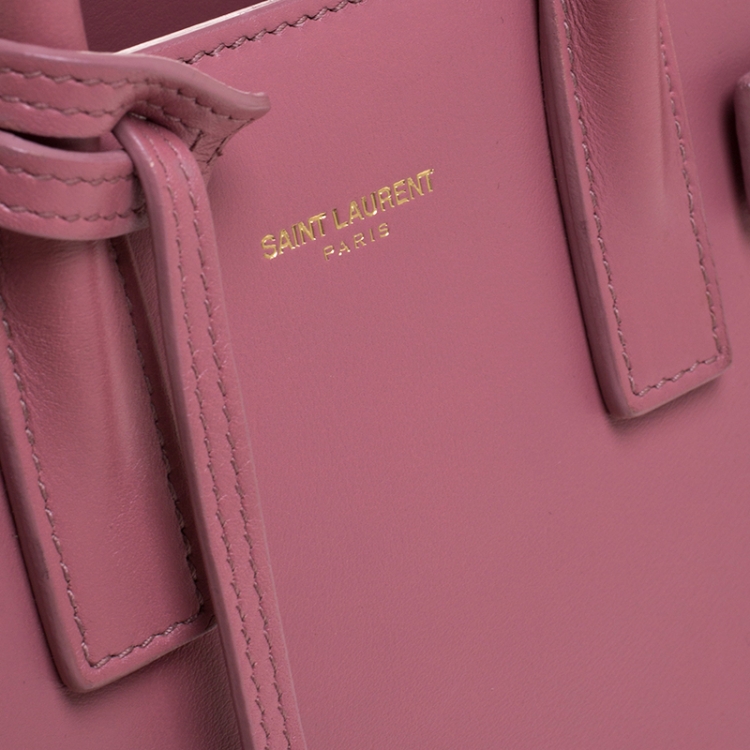 Pre Owned Saint Laurent Pink Leather Nano Classic Sac De Jour Tote