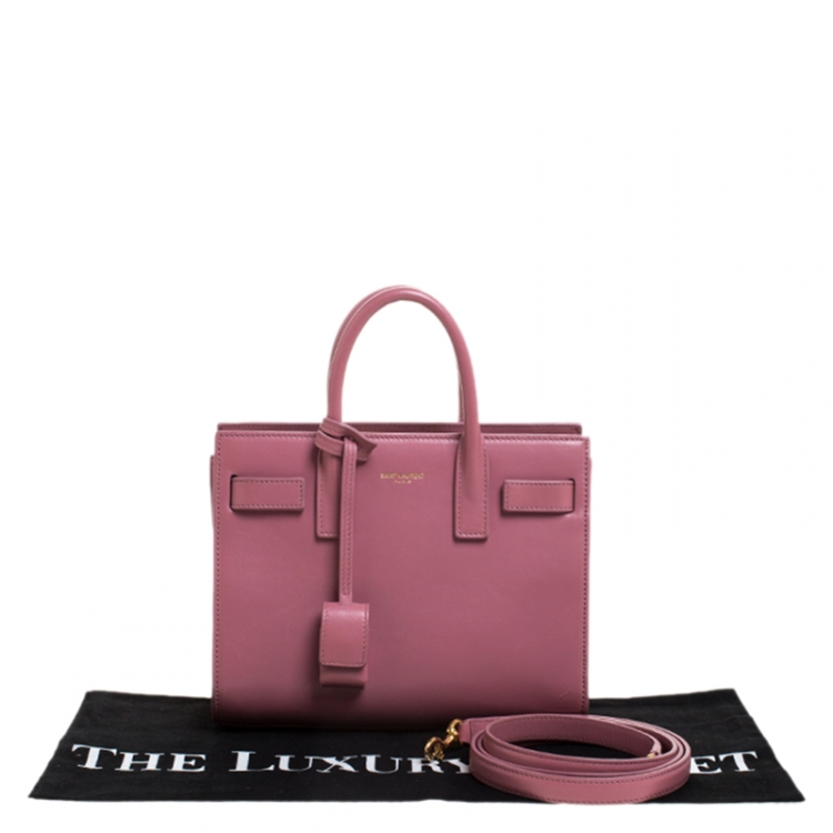 Pre Owned Saint Laurent Pink Leather Nano Classic Sac De Jour Tote