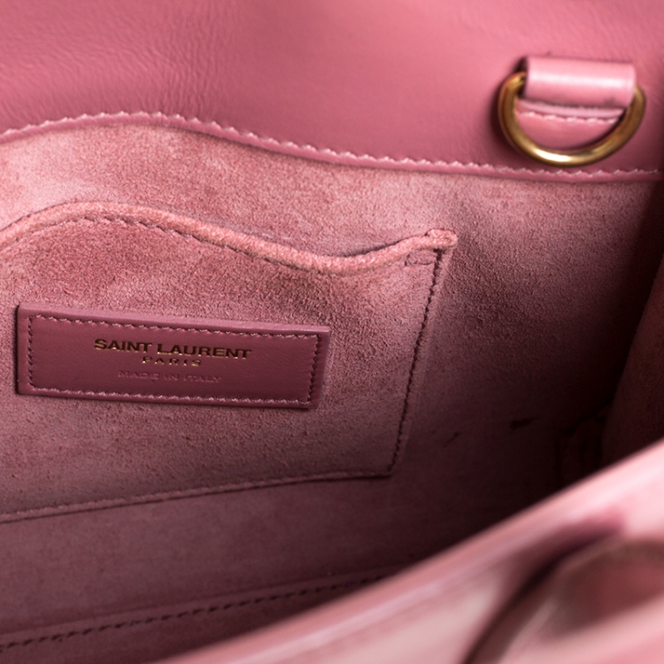 Pre Owned Saint Laurent Pink Leather Nano Classic Sac De Jour Tote