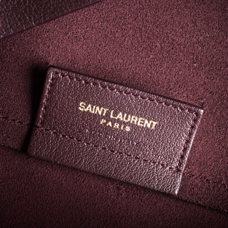 Pre Owned Saint Laurent Paris Burgundy Leather Shopper Tote