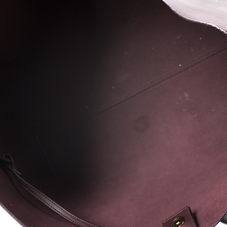 Pre Owned Saint Laurent Paris Burgundy Leather Shopper Tote