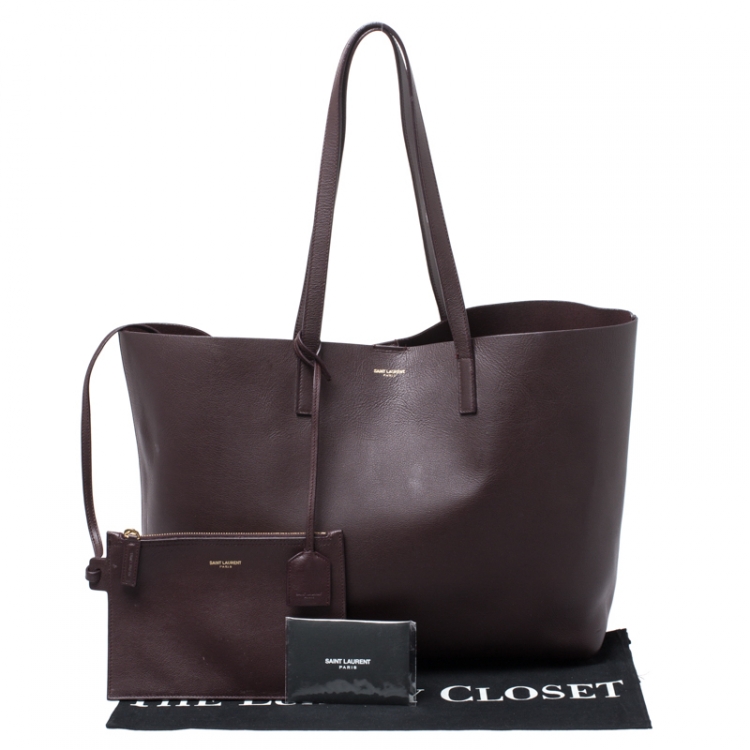 Pre Owned Saint Laurent Paris Burgundy Leather Shopper Tote