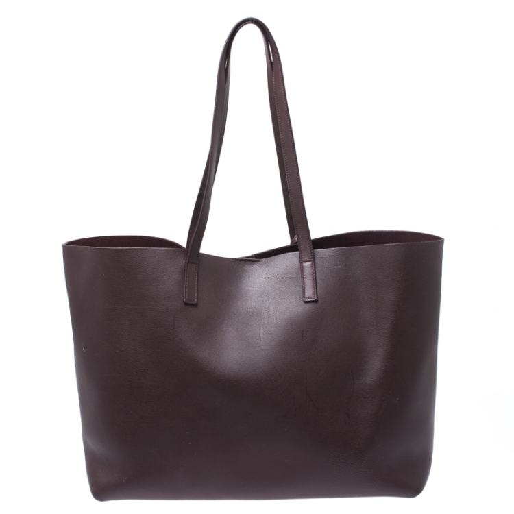 Pre Owned Saint Laurent Paris Burgundy Leather Shopper Tote