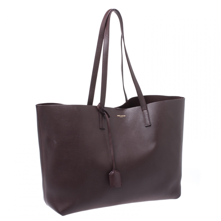 Pre Owned Saint Laurent Paris Burgundy Leather Shopper Tote