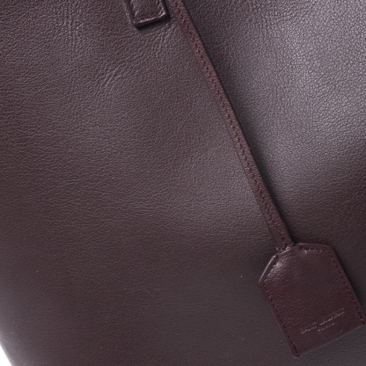 Pre Owned Saint Laurent Paris Burgundy Leather Shopper Tote