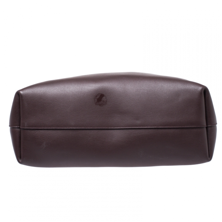 Pre Owned Saint Laurent Paris Burgundy Leather Shopper Tote