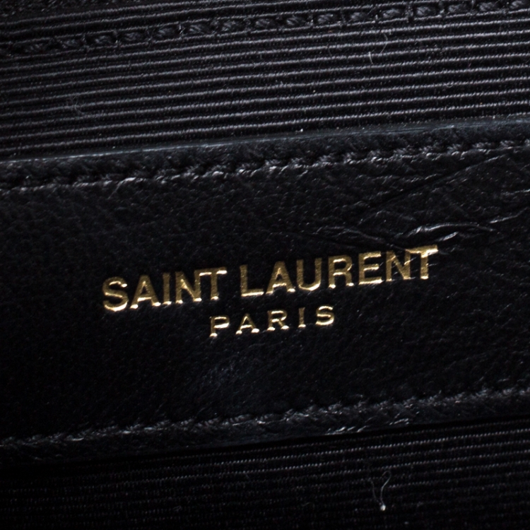 Pre Owned Saint Laurent Black Leather Monogram Envelope Shoulder Bag