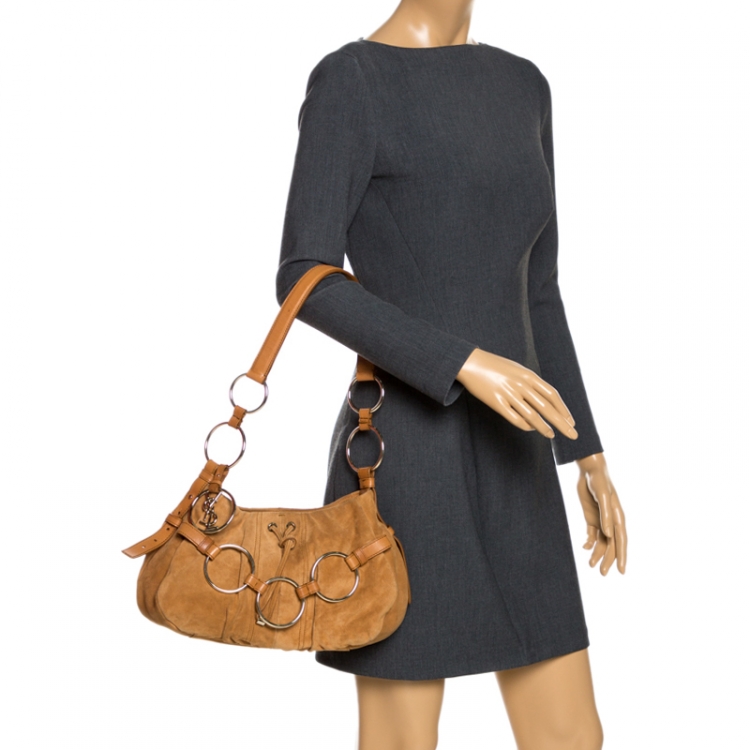 مملوكة مسبقًا Saint Laurent Paris Tan Nubuck Shoulder Bag