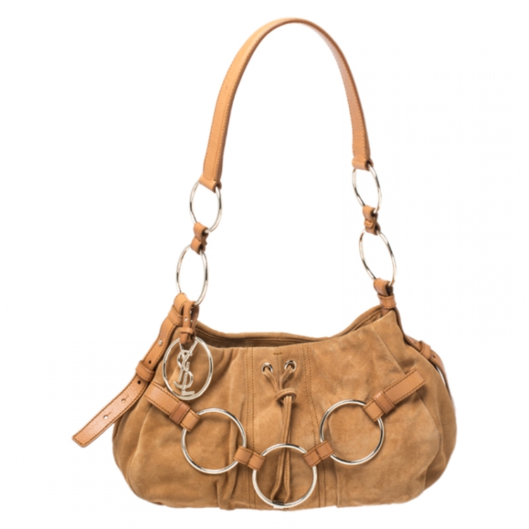 مملوكة مسبقًا Saint Laurent Paris Tan Nubuck Shoulder Bag
