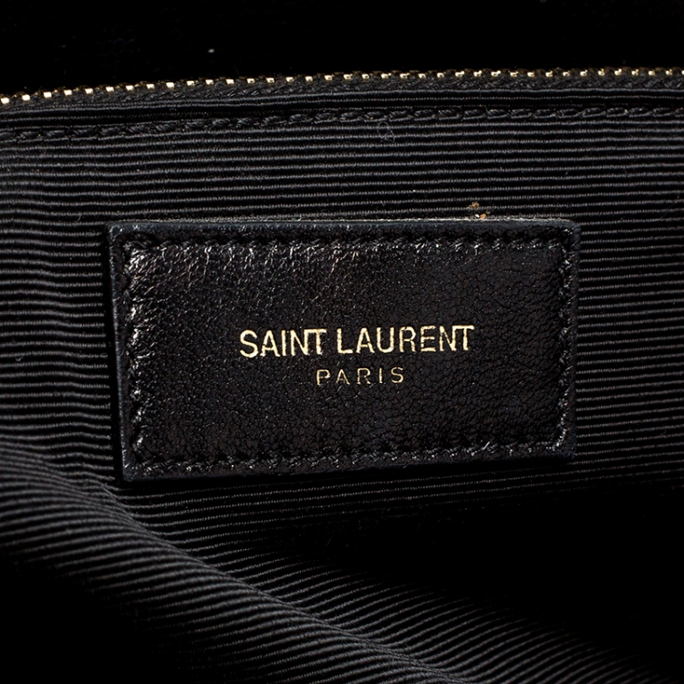 Pre Owned Saint Laurent Black Matelasse Leather Cassandre Shopper Tote