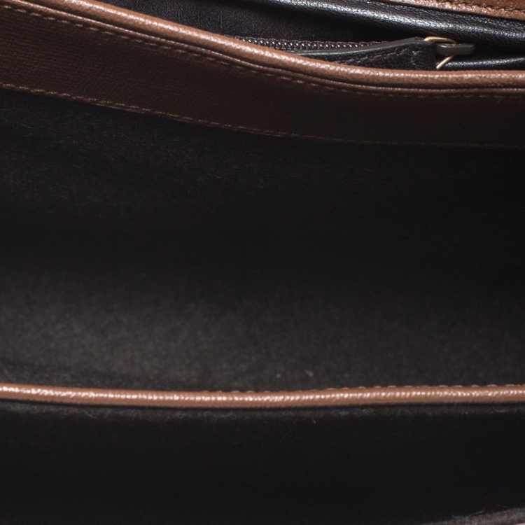 Pre Owned Saint Laurent Dark Brown Leather Large Chyc Flap Shoulder Bag