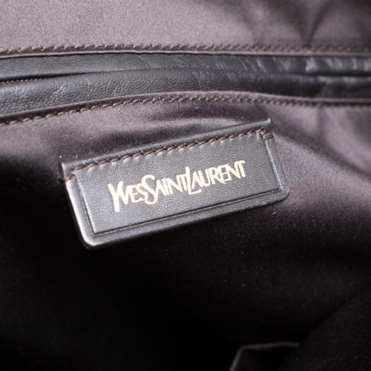 Pre Owned Saint Laurent Olive Green Leather Oversized Muse Bag