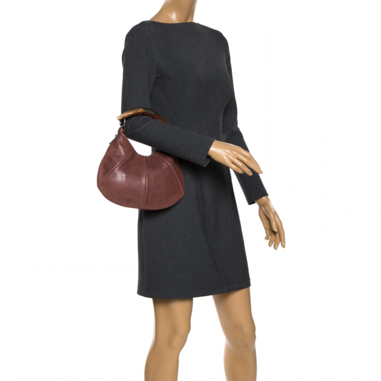 Pre Owned Saint Laurent Old Rose Leather Small Mombasa Hobo 