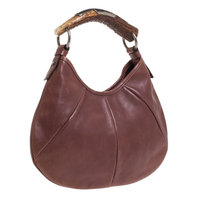 Pre Owned Saint Laurent Old Rose Leather Small Mombasa Hobo 