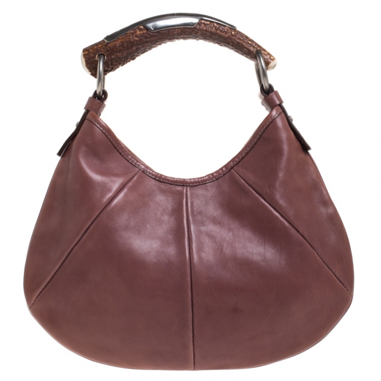 Pre Owned Saint Laurent Old Rose Leather Small Mombasa Hobo 