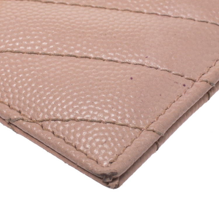 مملوكة مسبقًا Saint Laurent Nude Matelasse Leather Monogram Card Holder