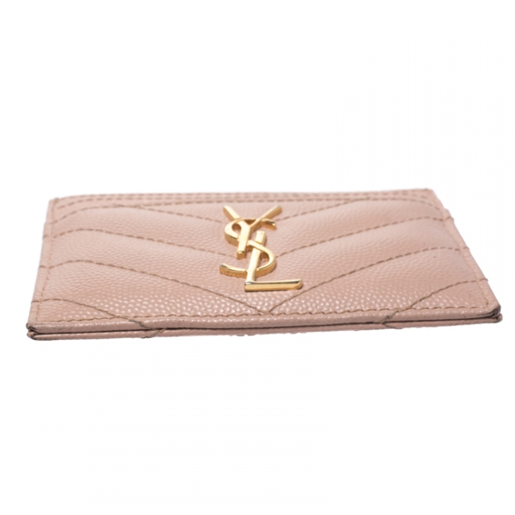 مملوكة مسبقًا Saint Laurent Nude Matelasse Leather Monogram Card Holder