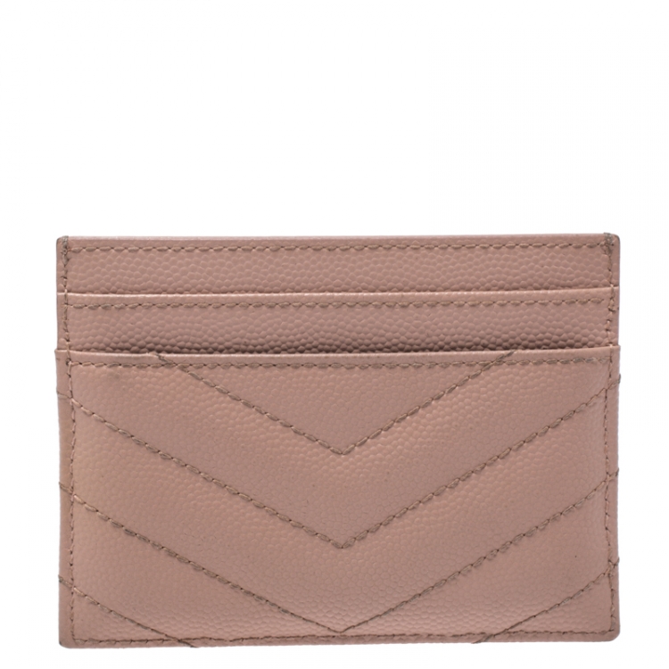 مملوكة مسبقًا Saint Laurent Nude Matelasse Leather Monogram Card Holder