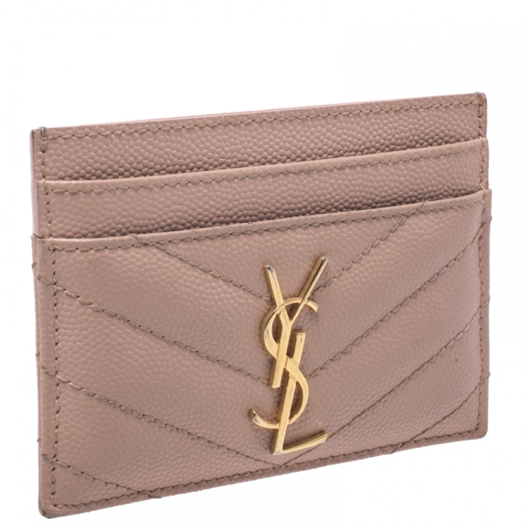 مملوكة مسبقًا Saint Laurent Nude Matelasse Leather Monogram Card Holder