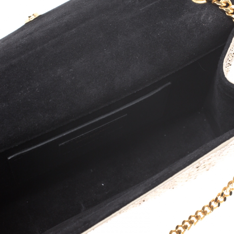 Pre Owned Saint Laurent Metallic Gold Python Medium Kate Tassel Shoulder Bag
