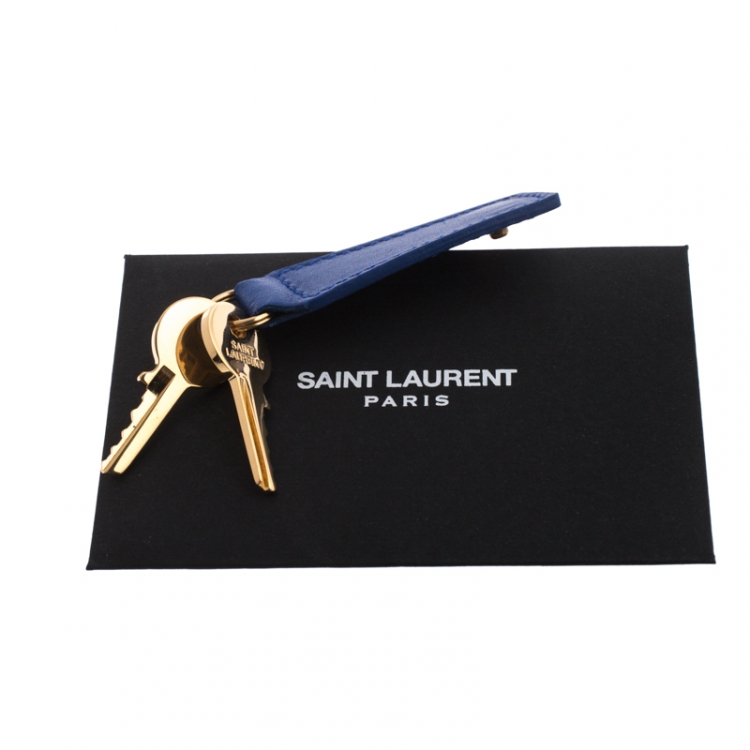 Pre Owned Saint Laurent Blue Leather Small Classic Sac De Jour Tote