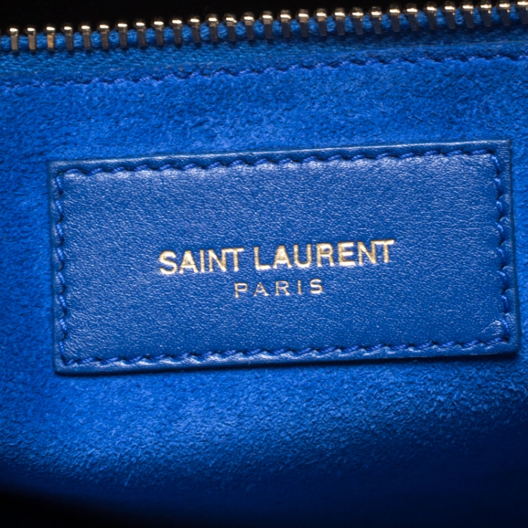 Pre Owned Saint Laurent Blue Leather Small Classic Sac De Jour Tote
