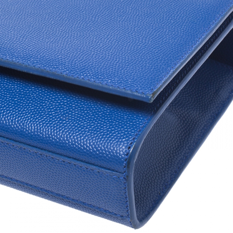 Pre Owned Saint Laurent Blue Leather Kate Monogram Clutch
