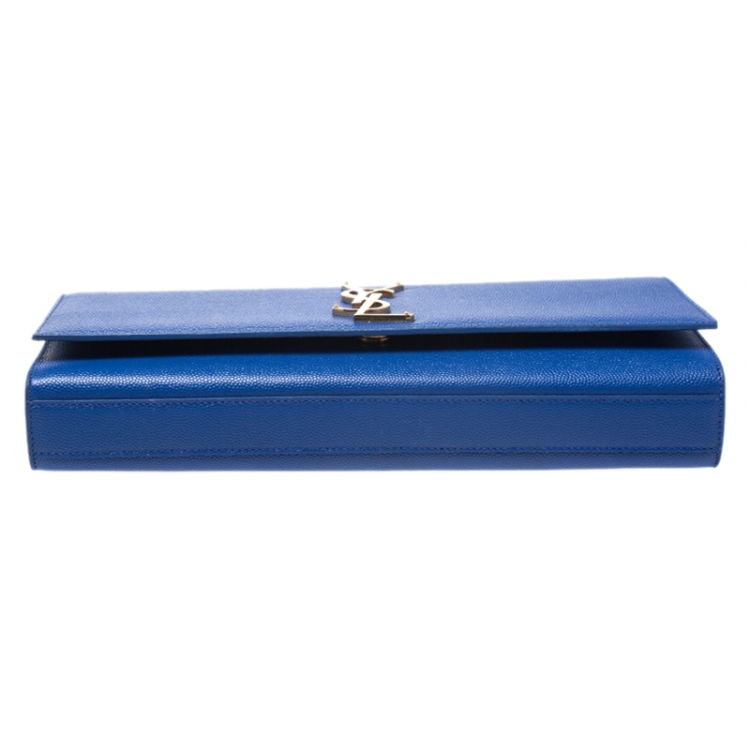 Pre Owned Saint Laurent Blue Leather Kate Monogram Clutch
