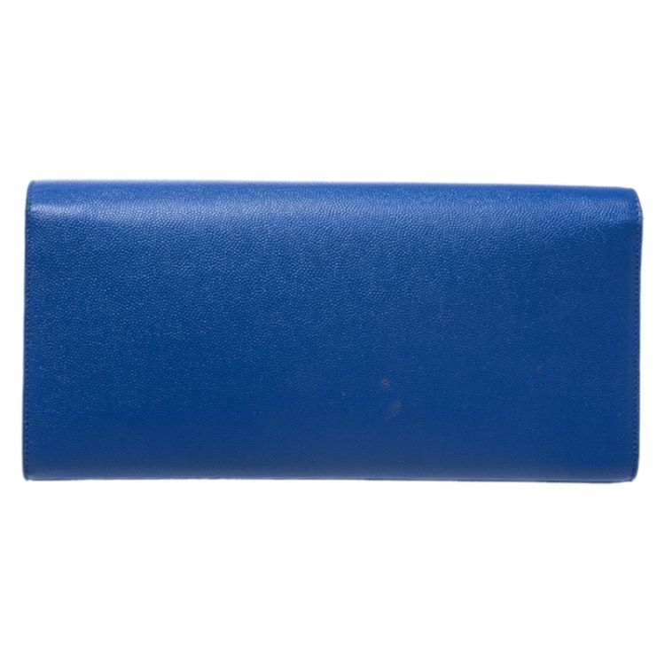 Pre Owned Saint Laurent Blue Leather Kate Monogram Clutch