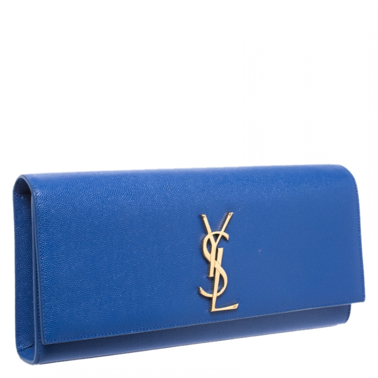 Pre Owned Saint Laurent Blue Leather Kate Monogram Clutch