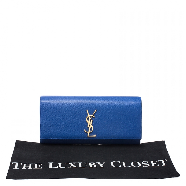 Pre Owned Saint Laurent Blue Leather Kate Monogram Clutch