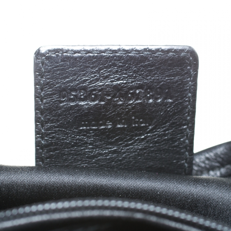 Pre Owned Saint Laurent Paris Black Embroidered Leather Leather Mombasa Hobo 