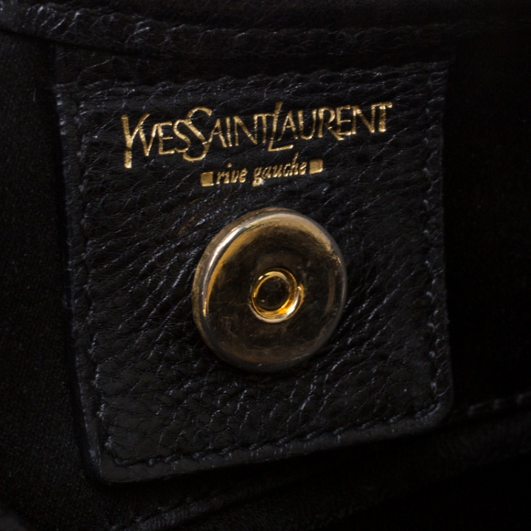 Pre Owned Saint Laurent Paris Black Embroidered Leather Leather Mombasa Hobo 