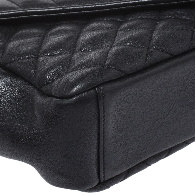 Pre Owned Saint Laurent Black Mix Matelasse Leather Medium Envelope Shoulder Bag