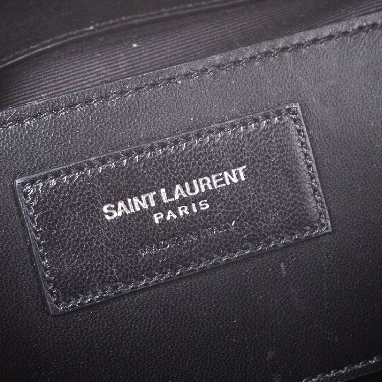 Pre Owned Saint Laurent Black Mix Matelasse Leather Medium Envelope Shoulder Bag