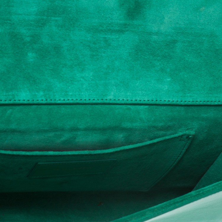 Pre Owned Saint Laurent Green Leather Ligne Y Clutch  
