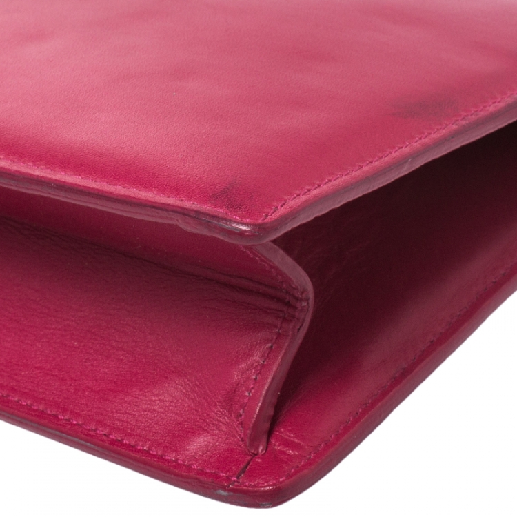 Pre Owned Saint Laurent Fuchsia Leather Lutetia Clutch