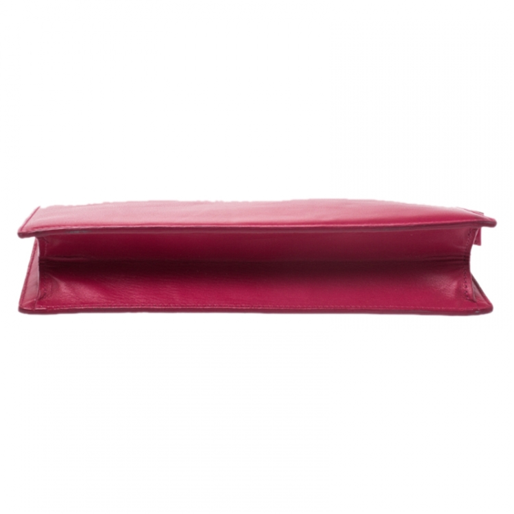 Pre Owned Saint Laurent Fuchsia Leather Lutetia Clutch