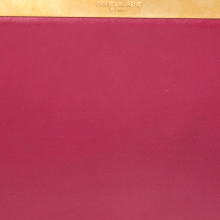 Pre Owned Saint Laurent Fuchsia Leather Lutetia Clutch