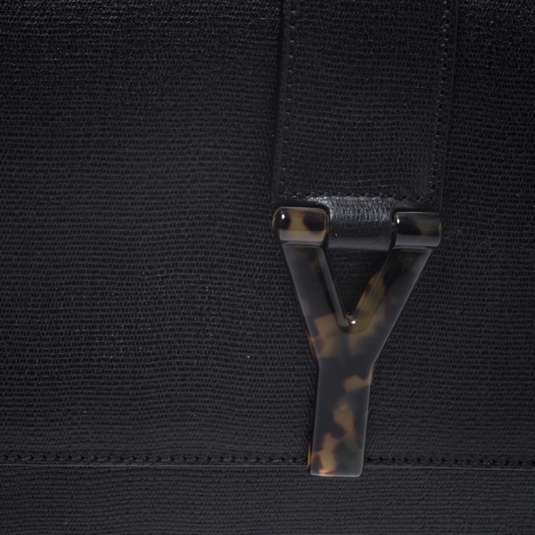 Pre Owned Saint Laurent Black Textured Leather Large Chyc Shoulder Bag