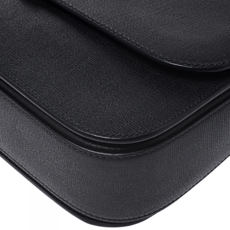 Pre Owned Saint Laurent Black Textured Leather Large Chyc Shoulder Bag