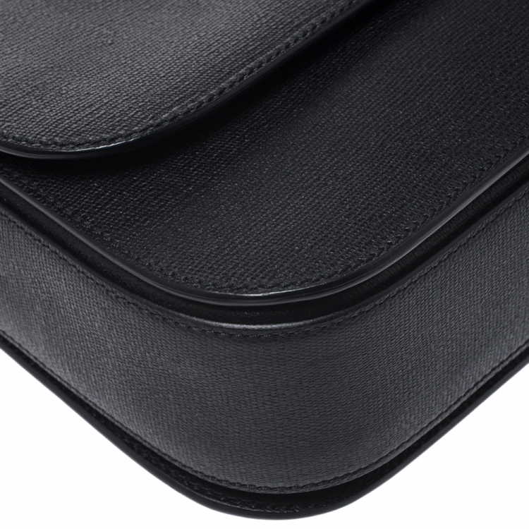 Pre Owned Saint Laurent Black Textured Leather Large Chyc Shoulder Bag