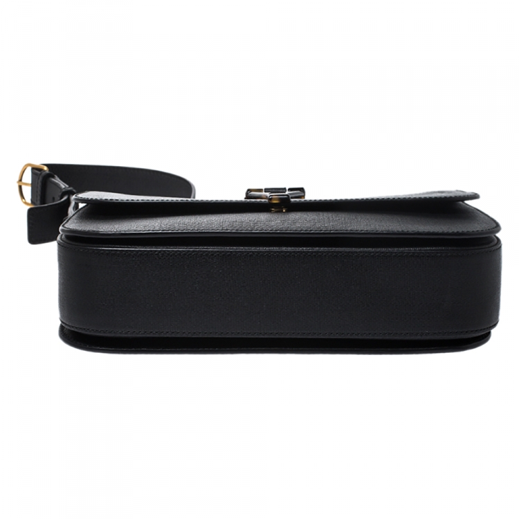 Pre Owned Saint Laurent Black Textured Leather Large Chyc Shoulder Bag