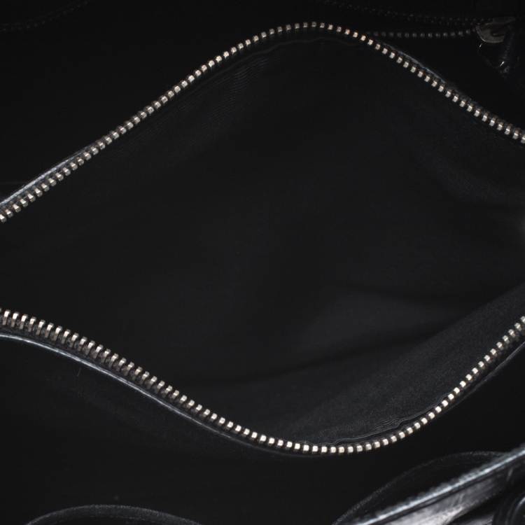 Pre Owned Saint Laurent Black Croc Embossed Leather Small Classic Sac De Jour Tote