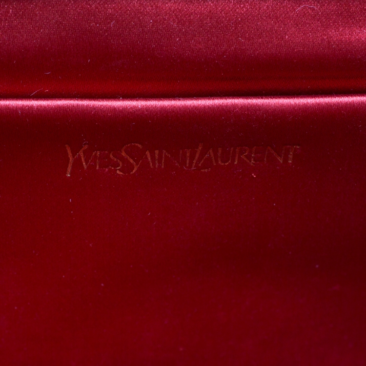 Pre Owned Saint Laurent Red Python Belle De Jour Flap Clutch