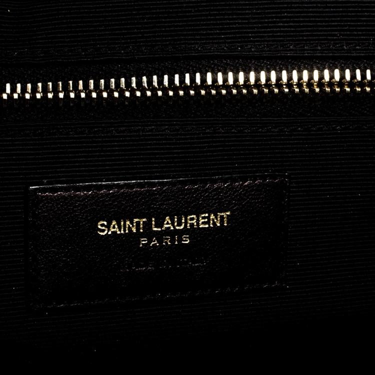 Pre Owned Saint Laurent Burgundy Leather Monogram Envelope Shoulder Bag
