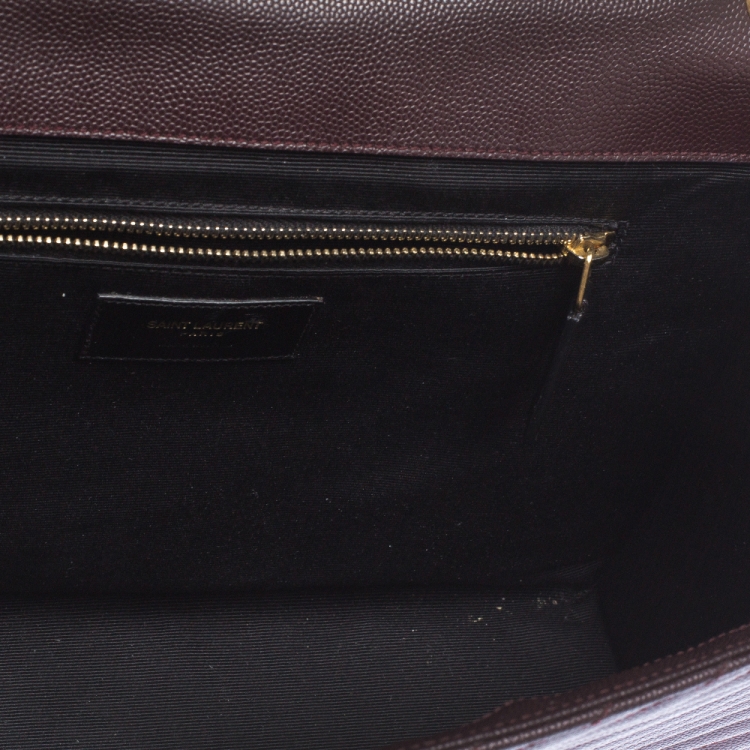 Pre Owned Saint Laurent Burgundy Leather Monogram Envelope Shoulder Bag